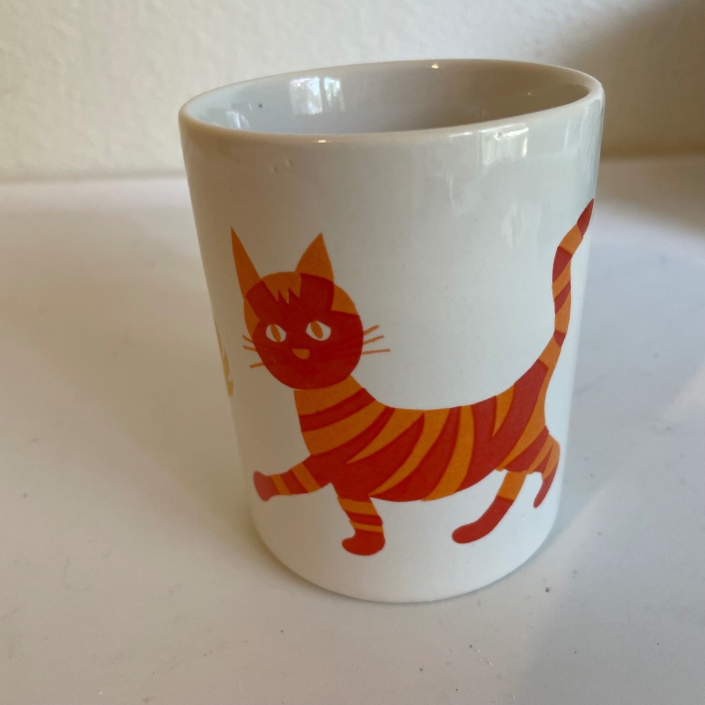 Vtg 1969 Ceramic Mug Grandma Loves Me HH Holt Howard Girl Cat Duck White Orange - Picture 3 of 7